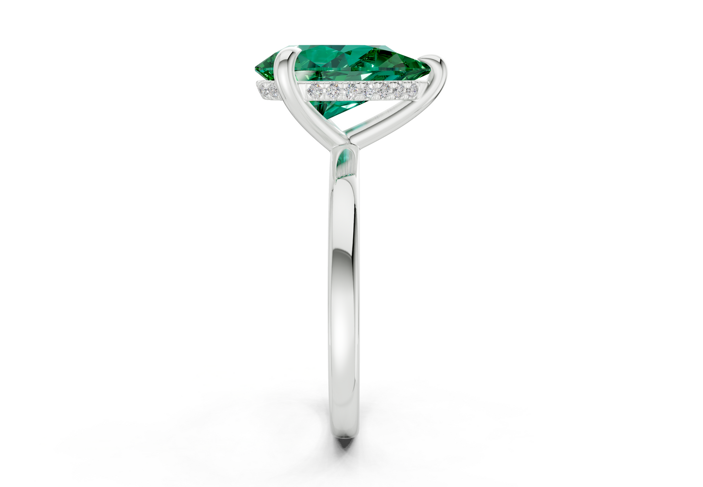 Solstice Emerald Gemstone Solitaire Pear Cut 2mm Engagement Ring