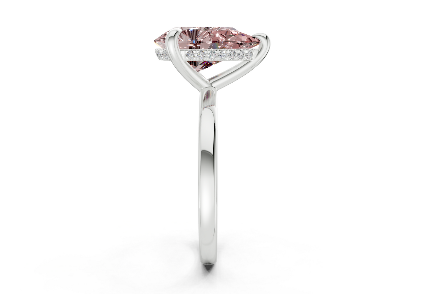 Solstice Pink Diamond Solitaire Pear Cut 2mm Engagement Ring