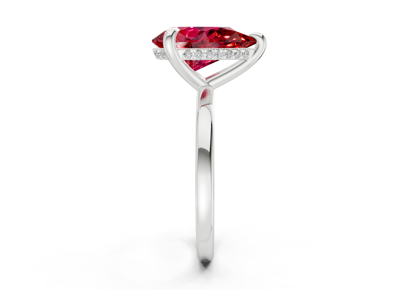 Solstice Ruby Gemstone Solitaire Pear Cut 1.8mm Engagement Ring