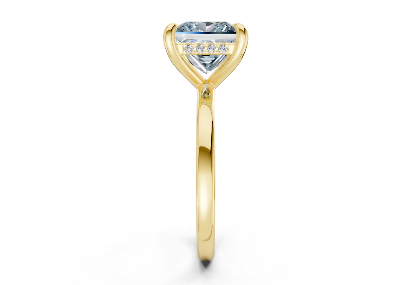 Solstice Blue Diamond Solitaire Princess Cut 1.8mm Engagement Ring