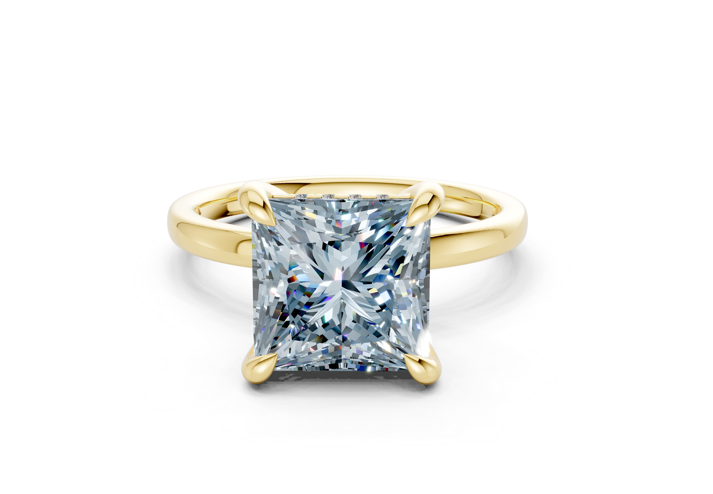 Solstice Blue Diamond Solitaire Princess Cut 1.8mm Engagement Ring