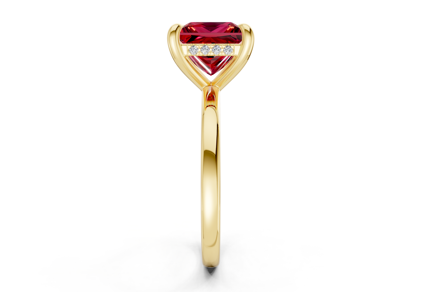 Solstice Ruby Gemstone Solitaire Princess Cut 1.8mm Engagement Ring