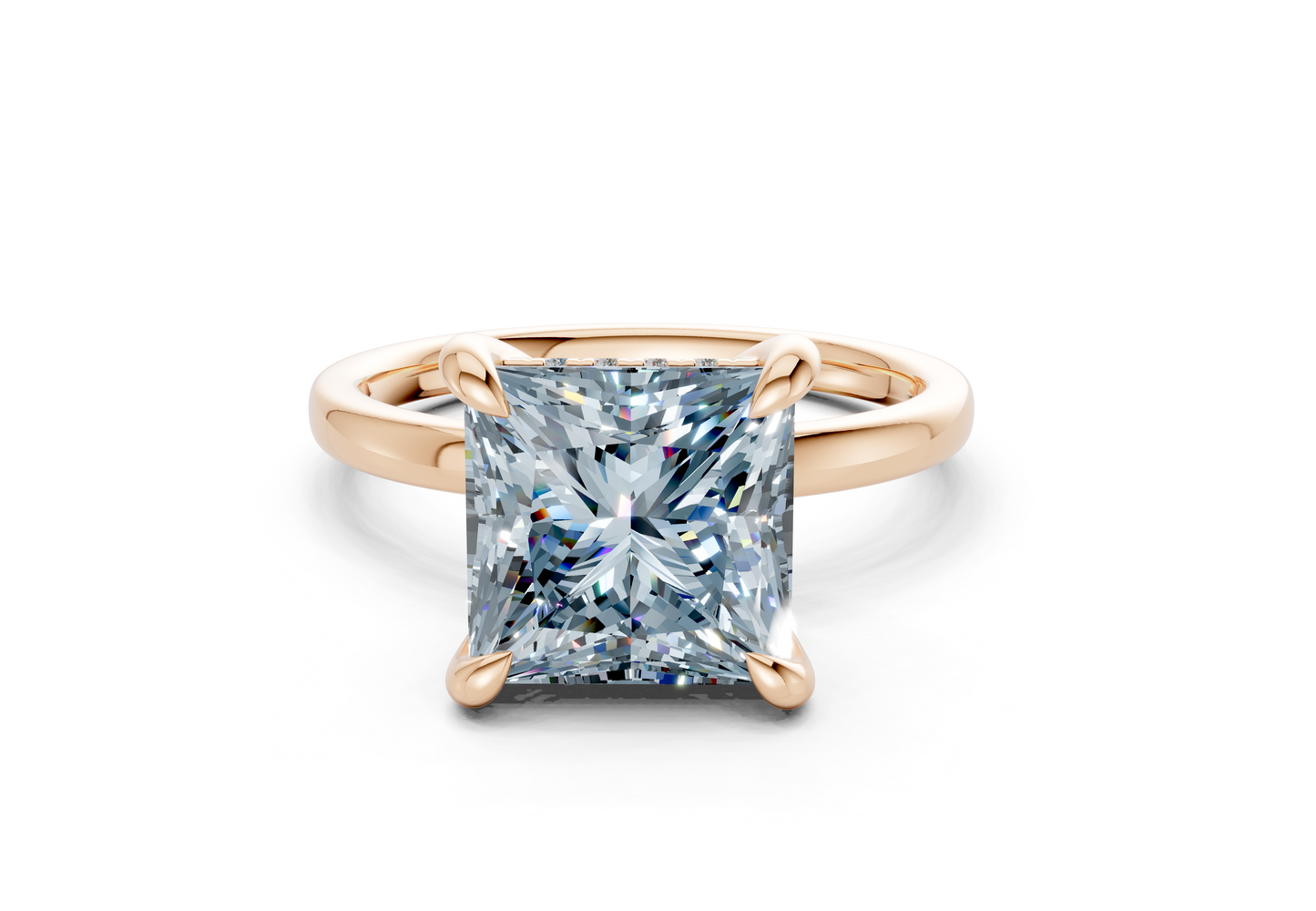 Solstice Blue Diamond Solitaire Princess Cut 1.8mm Engagement Ring