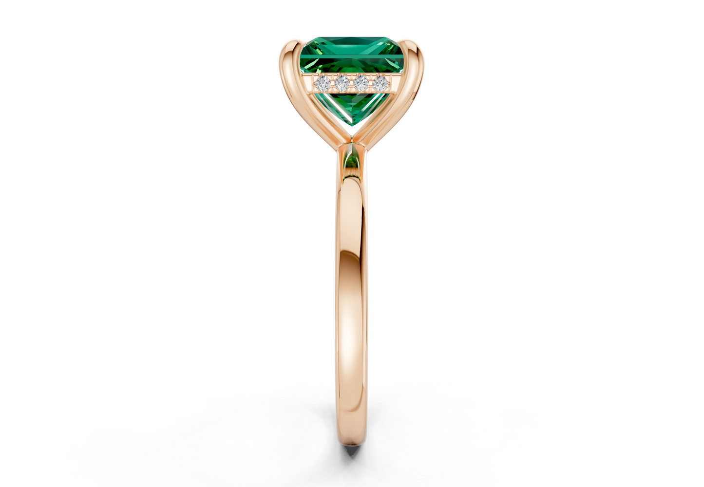 Solstice Emerald Gemstone Solitaire Princess Cut 1.8mm Engagement Ring