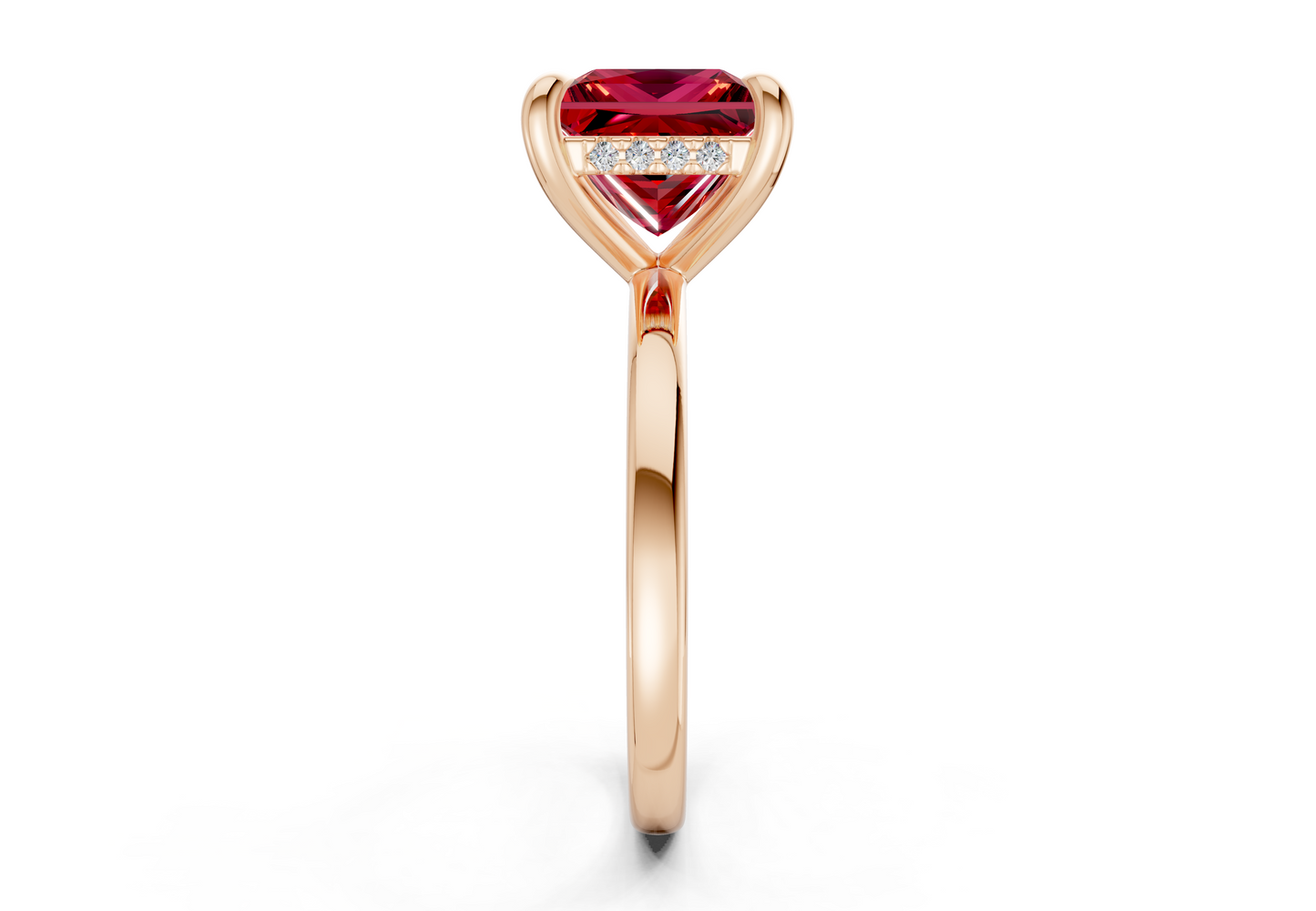 Solstice Ruby Gemstone Solitaire Princess Cut 1.8mm Engagement Ring