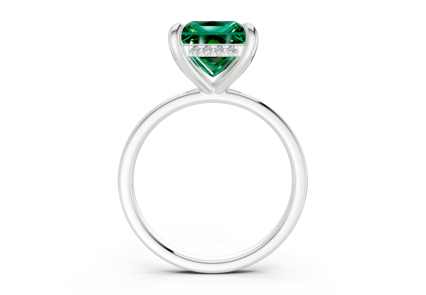 Solstice Emerald Gemstone Solitaire Princess Cut 1.8mm Engagement Ring