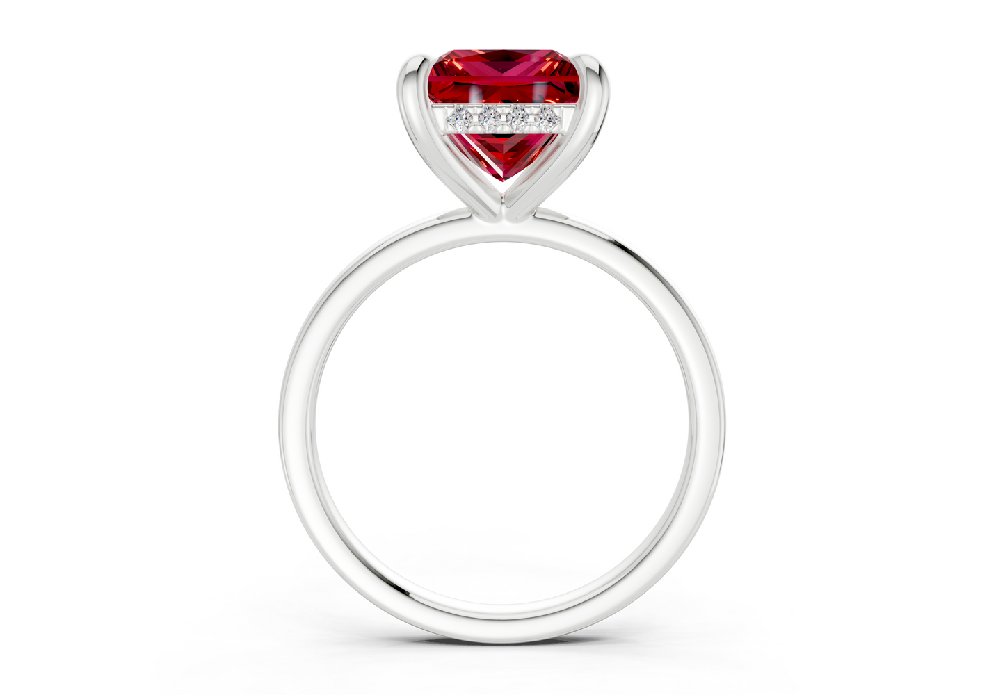 Solstice Ruby Gemstone Solitaire Princess Cut 1.8mm Engagement Ring