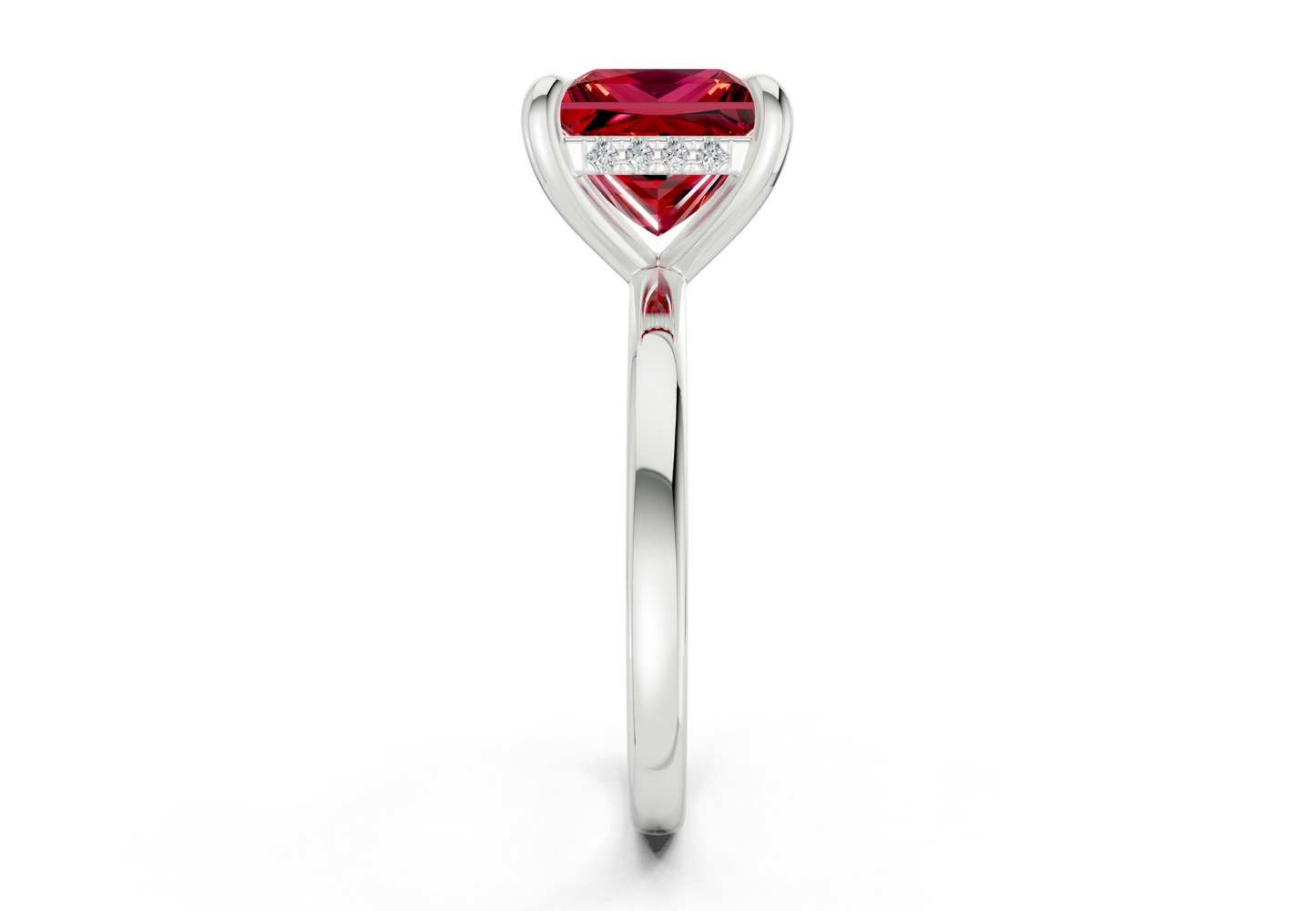 Solstice Ruby Gemstone Solitaire Princess Cut 1.8mm Engagement Ring