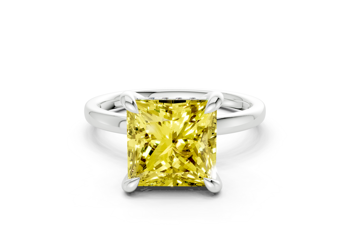 Solstice Yellow Diamond Solitaire Princess Cut 1.8mm Engagement Ring