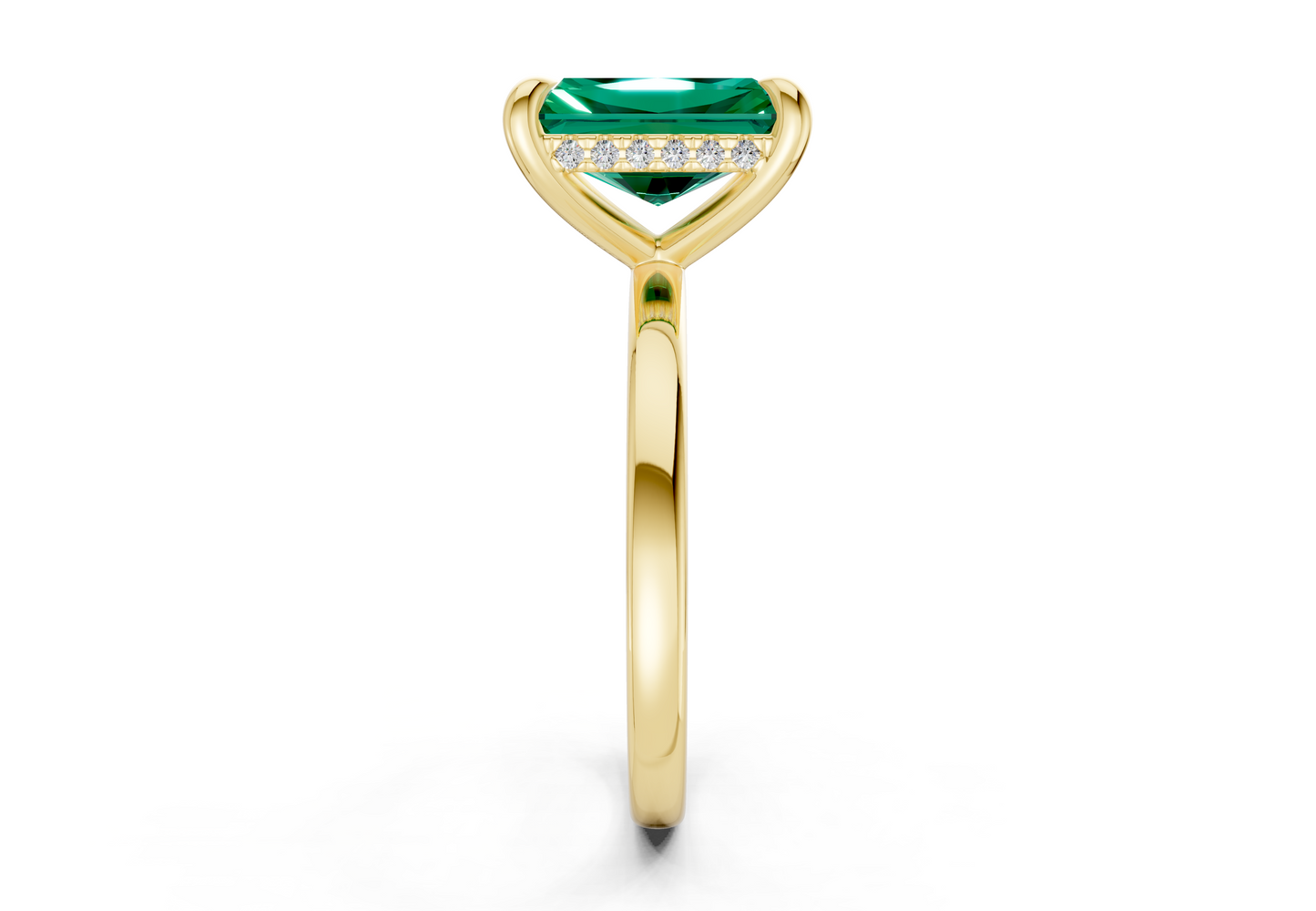 Solstice Emerald Gemstone Solitaire Radiant Cut 1.8mm Engagement Ring