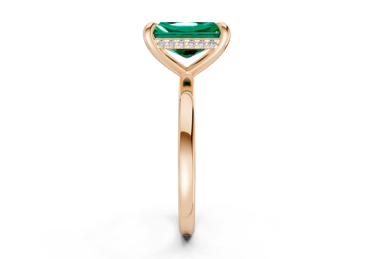 Solstice Emerald Gemstone Solitaire Radiant Cut 1.8mm Engagement Ring