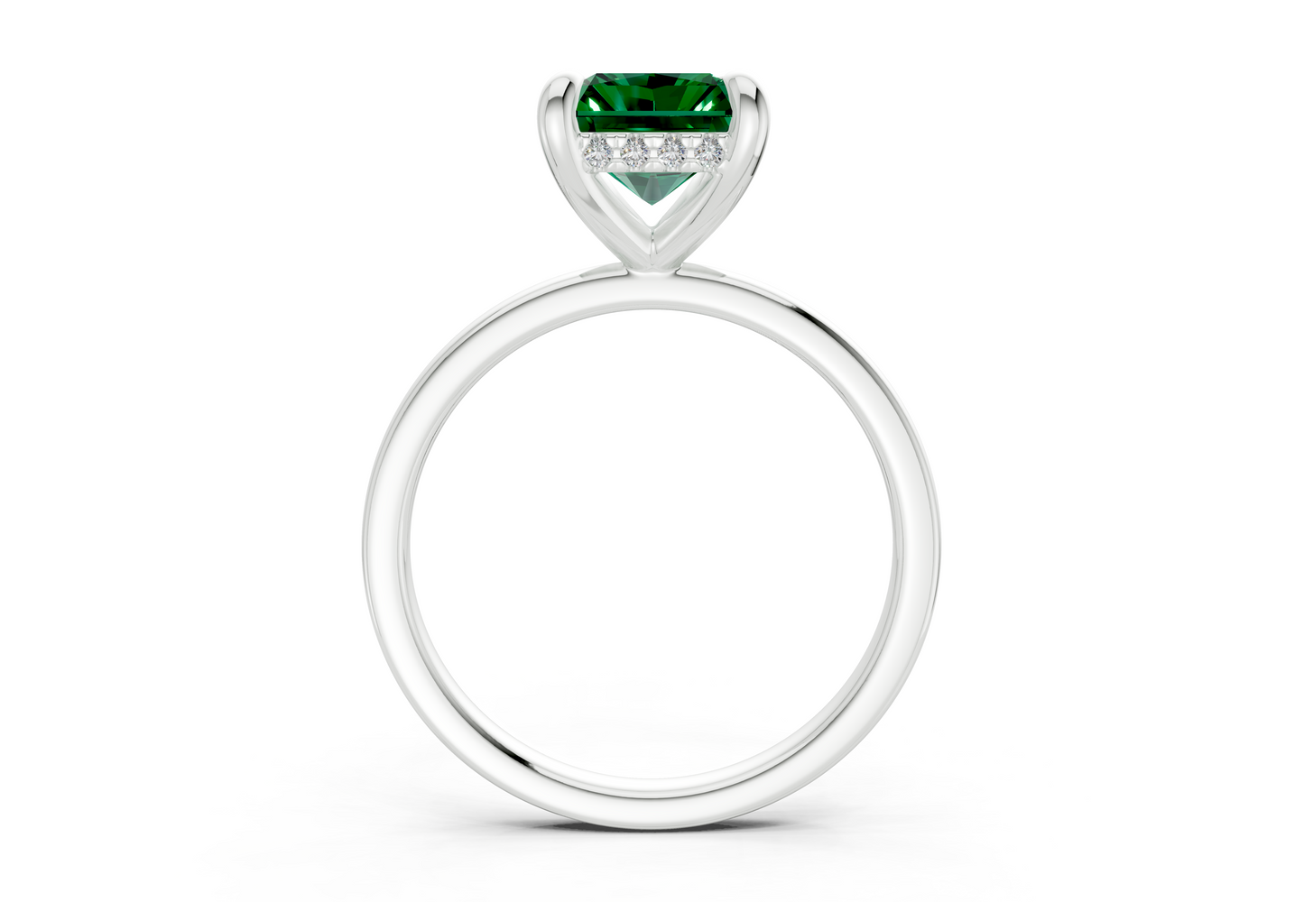 Solstice Emerald Gemstone Solitaire Radiant Cut 1.8mm Engagement Ring