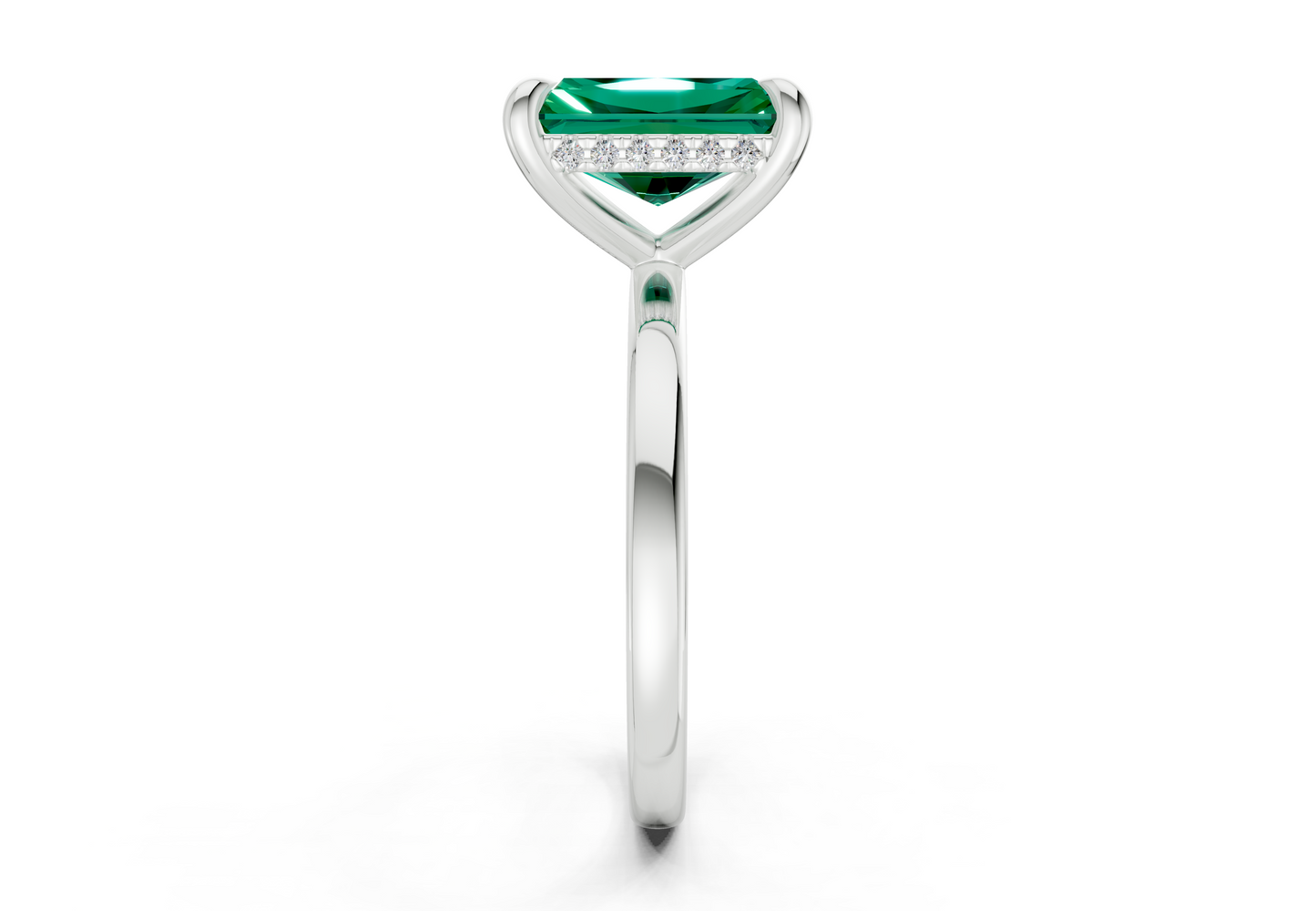 Solstice Emerald Gemstone Solitaire Radiant Cut 1.8mm Engagement Ring