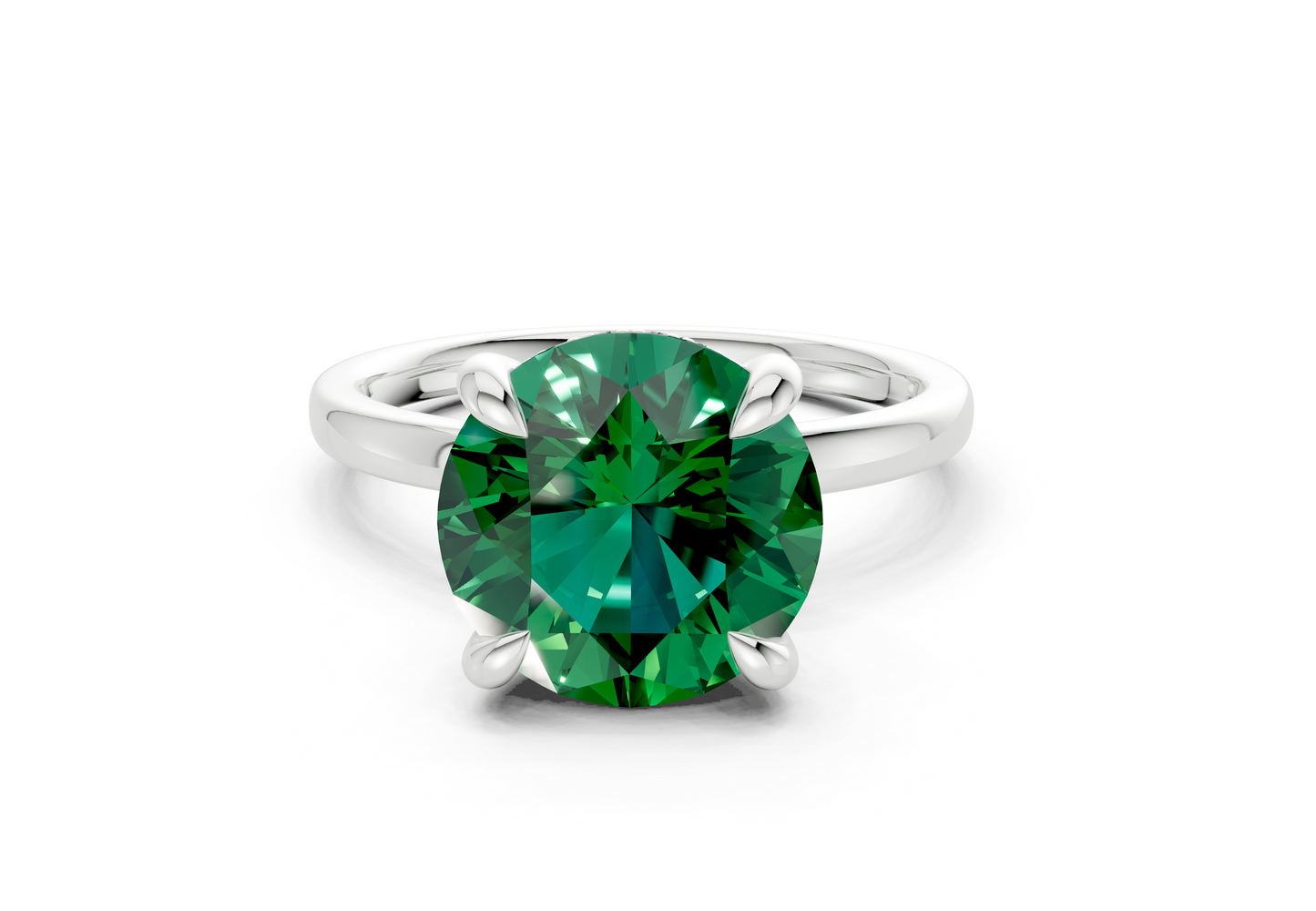 Solstice Emerald Gemstone Solitaire Round Cut 2mm Engagement Ring