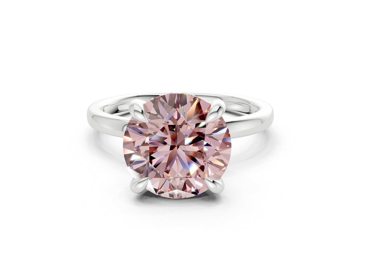 Solstice Pink Diamond Solitaire Round Cut 2mm Engagement Ring