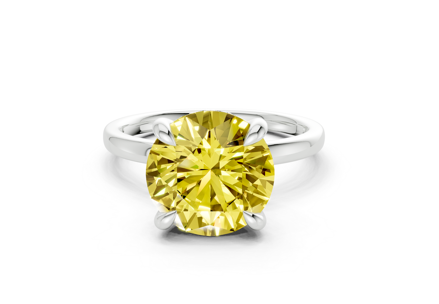 Solstice Yellow Diamond Solitaire Round Cut 2.3mm Engagement Ring
