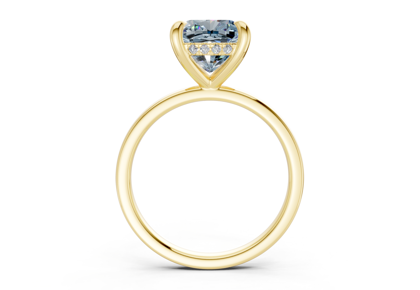 Solstice Blue Diamond Solitaire Cushion Squareuare Cut 2.3mm Engagement Ring