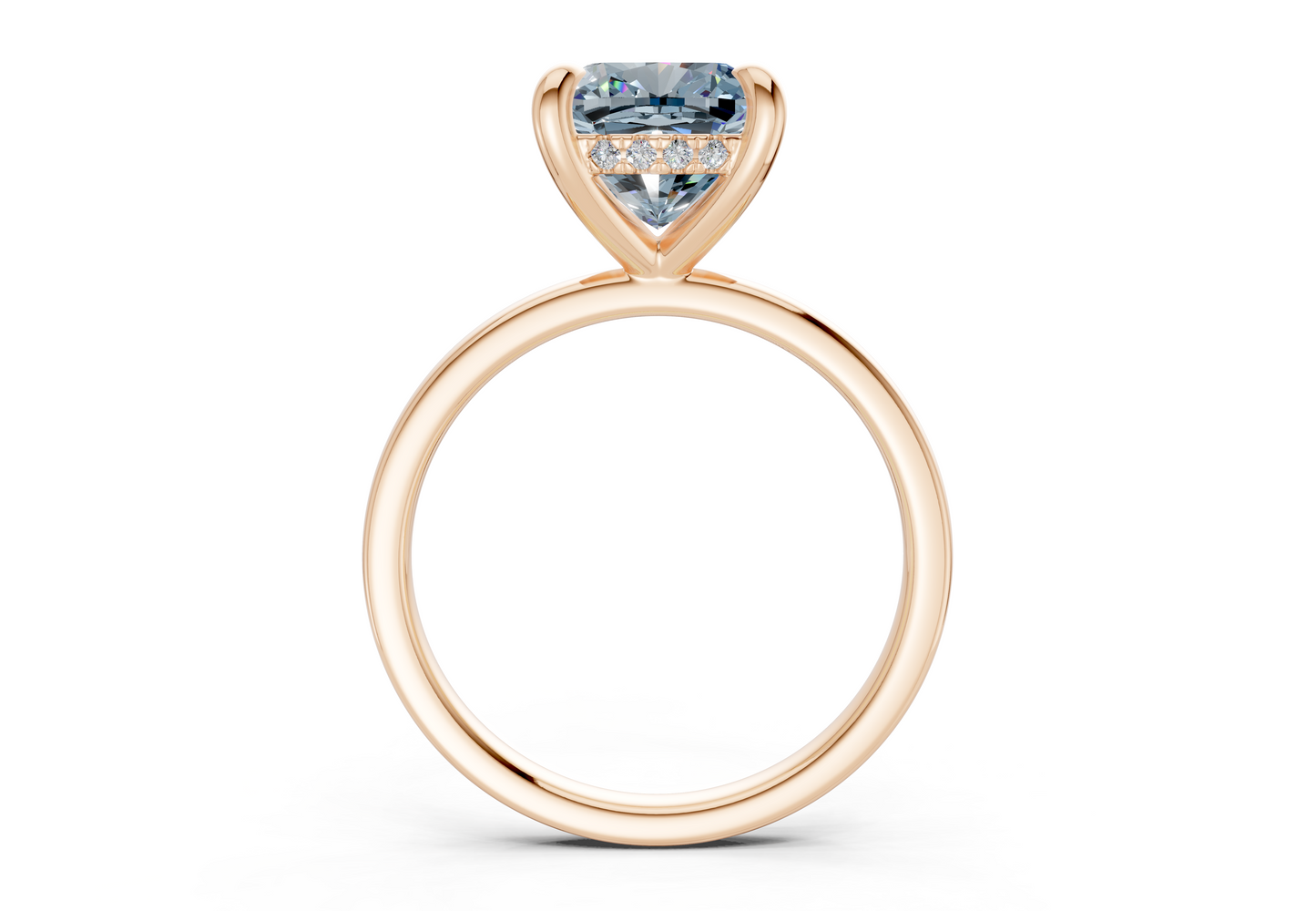 Solstice Blue Diamond Solitaire Cushion Squareuare Cut 2.3mm Engagement Ring
