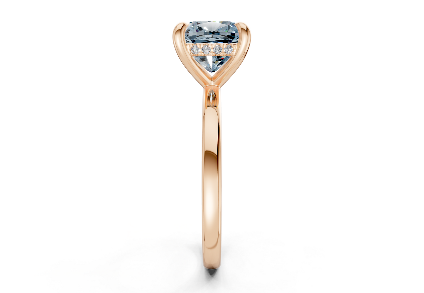 Solstice Blue Diamond Solitaire Cushion Squareuare Cut 2.3mm Engagement Ring