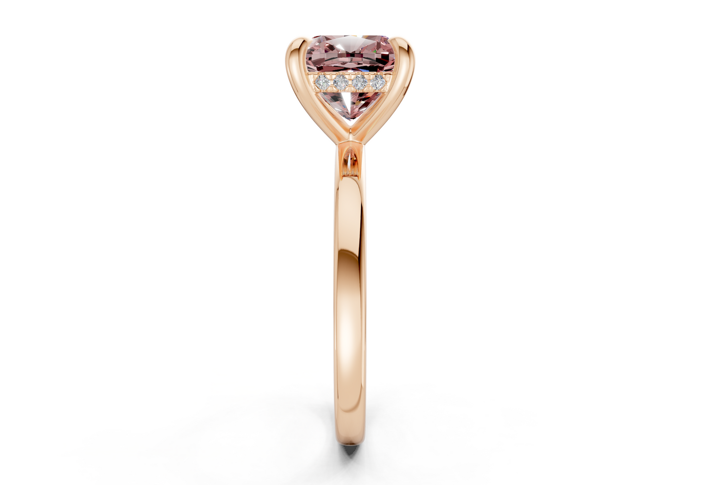 Solstice Pink Diamond Solitaire Cushion Squareuare Cut 2.3mm Engagement Ring