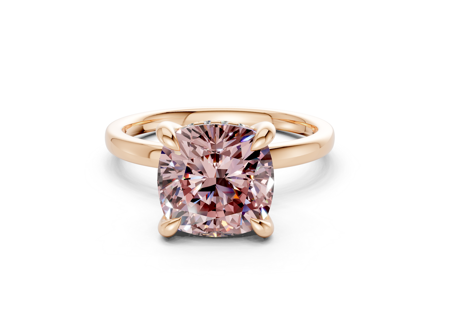 Solstice Pink Diamond Solitaire Cushion Squareuare Cut 1.8mm Engagement Ring