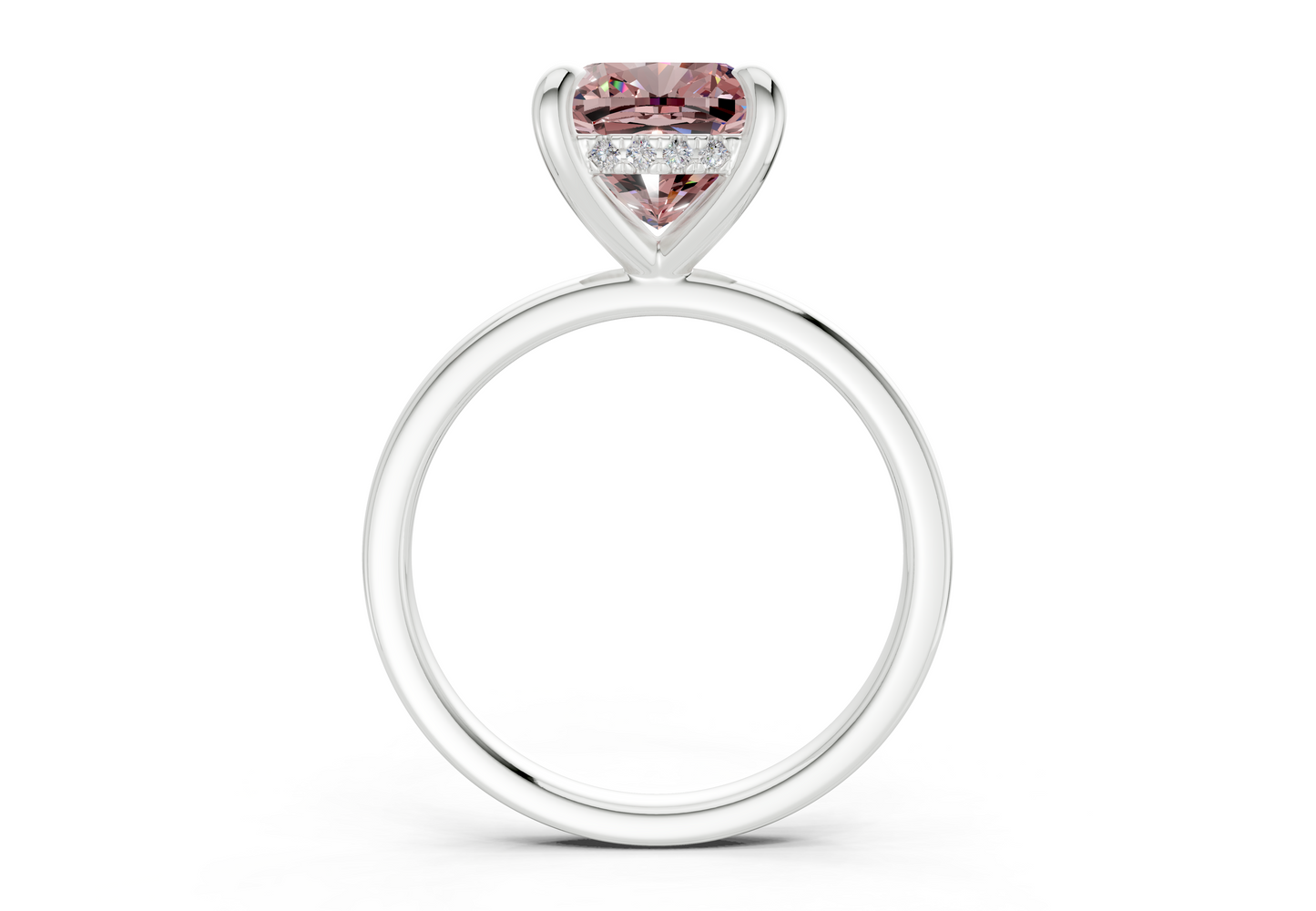 Solstice Pink Diamond Solitaire Cushion Squareuare Cut 2.3mm Engagement Ring
