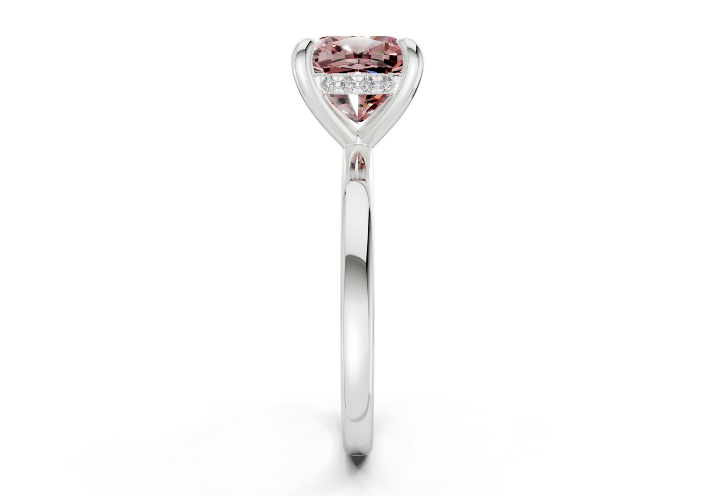 Solstice Pink Diamond Solitaire Cushion Squareuare Cut 1.8mm Engagement Ring