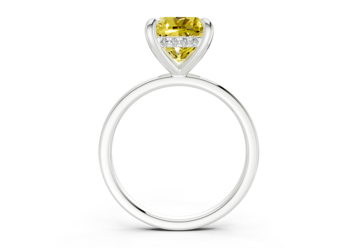 Solstice Yellow Diamond Solitaire Cushion Squareuare Cut 2mm Engagement Ring