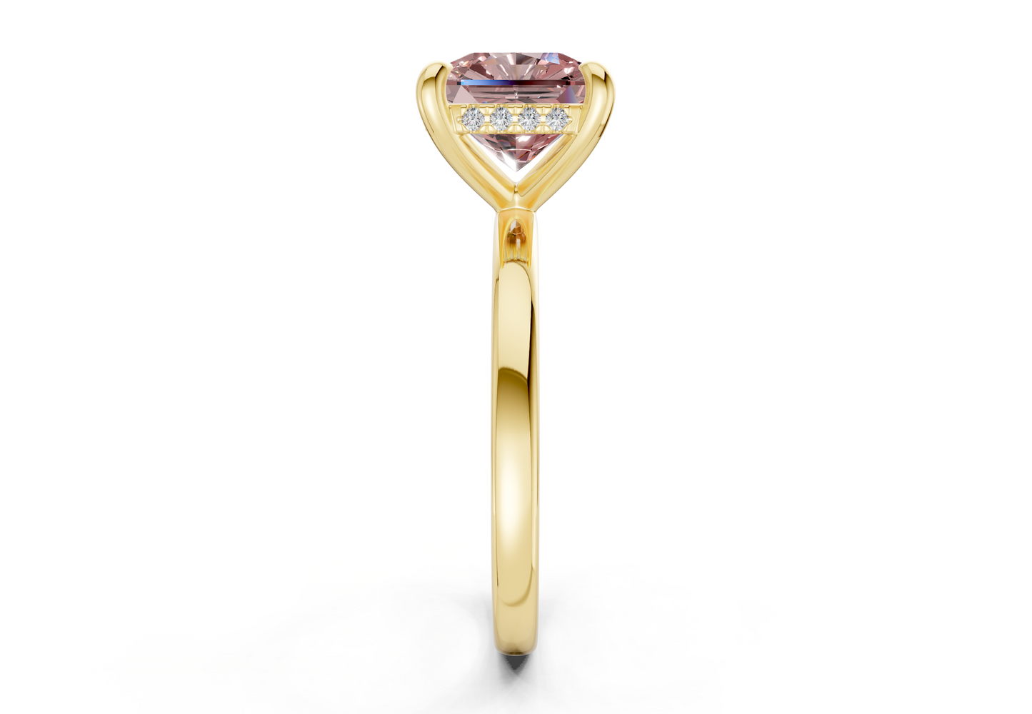 Solstice Pink Diamond Solitaire Radiant Squareuare Cut 1.8mm Engagement Ring