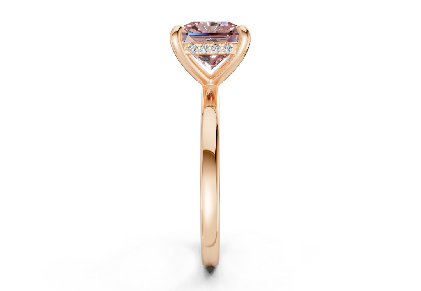 Solstice Pink Diamond Solitaire Radiant Squareuare Cut 1.8mm Engagement Ring