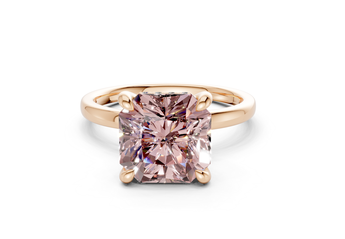 Solstice Pink Diamond Solitaire Radiant Squareuare Cut 1.8mm Engagement Ring