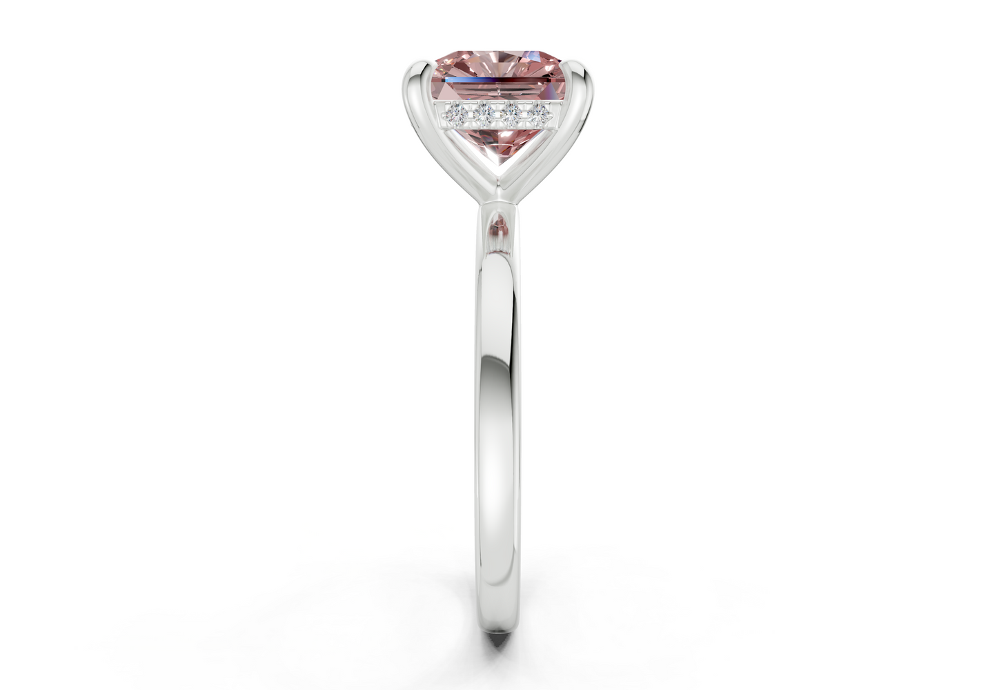 Solstice Pink Diamond Solitaire Radiant Squareuare Cut 1.8mm Engagement Ring