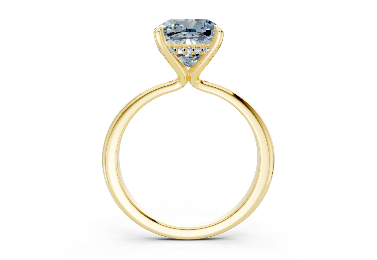 Marlowe Blue Diamond Solitaire Cushion Squareuare Cut 1.6mm Engagement Ring