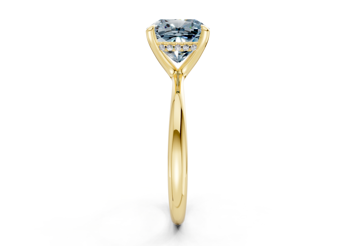 Marlowe Blue Diamond Solitaire Cushion Squareuare Cut 1.6mm Engagement Ring