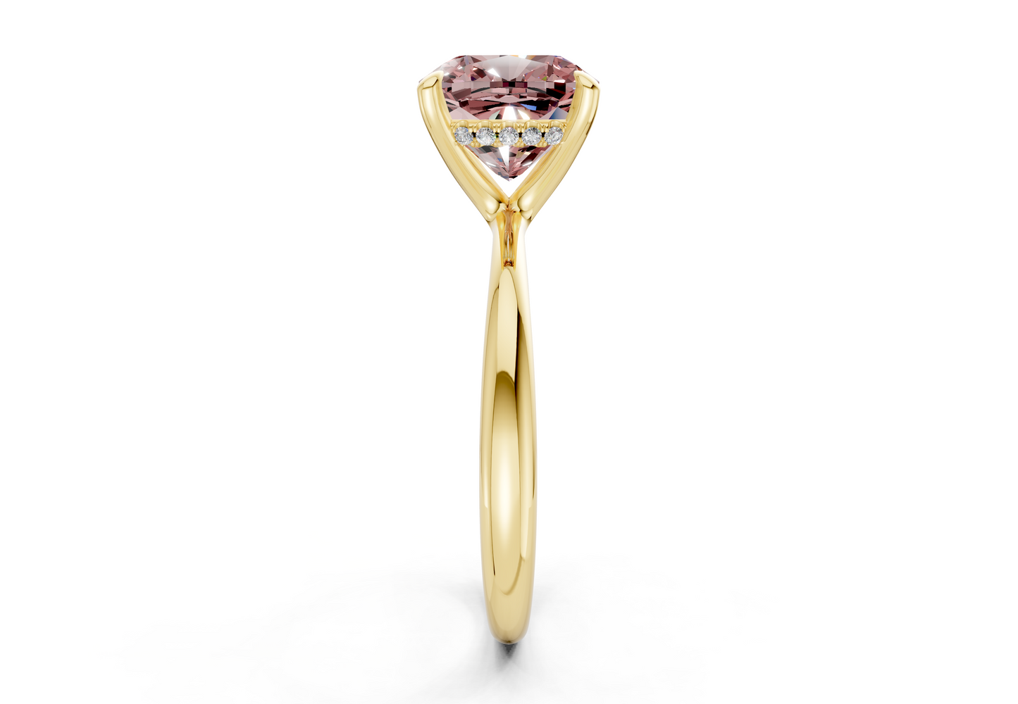 Marlowe Pink Diamond Solitaire Cushion Squareuare Cut 1.6mm Engagement Ring