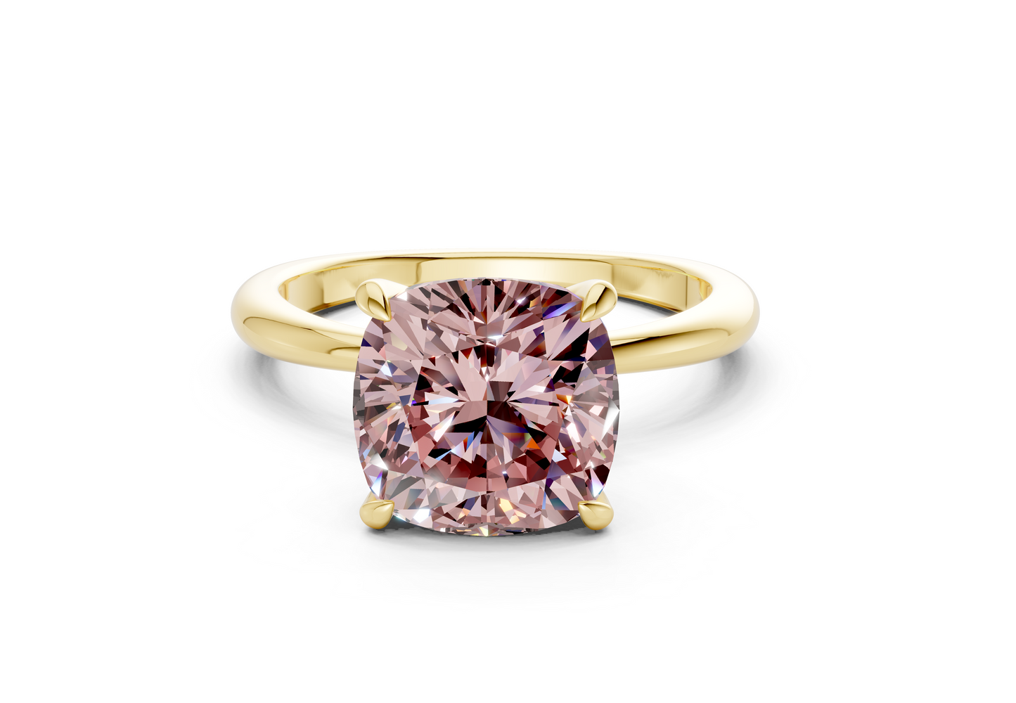 Marlowe Pink Diamond Solitaire Cushion Squareuare Cut 1.6mm Engagement Ring