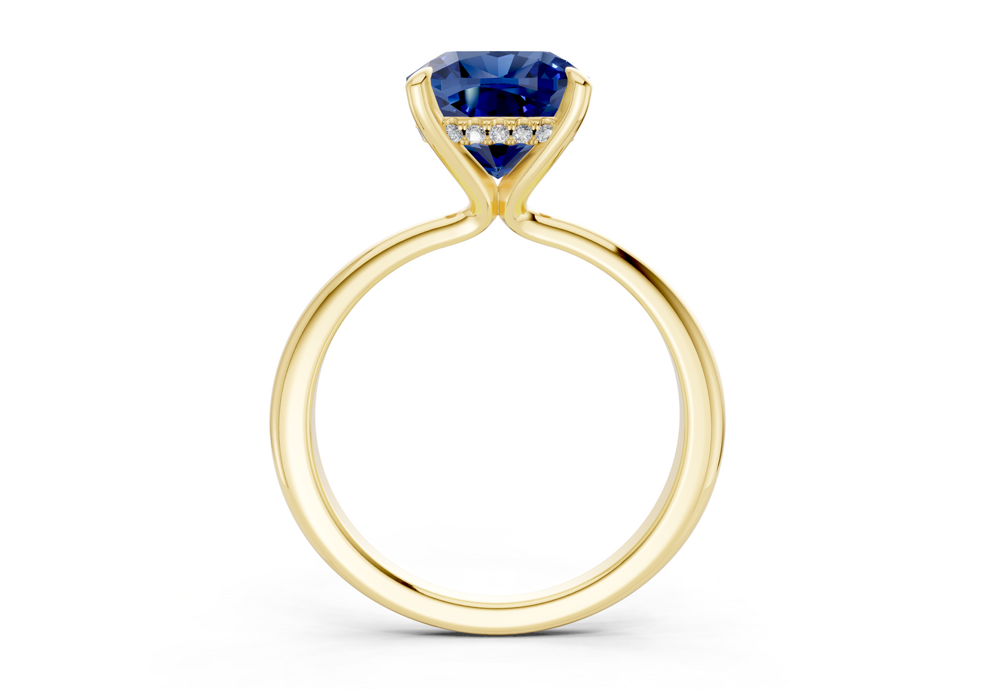 Marlowe Sapphire Gemstone Solitaire Cushion Squareuare Cut 1.6mm Engagement Ring