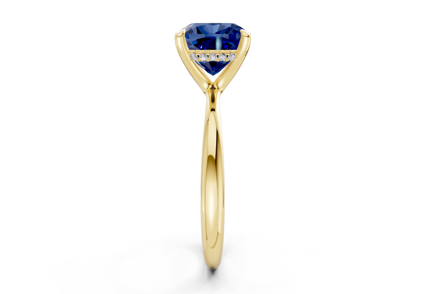 Marlowe Sapphire Gemstone Solitaire Cushion Squareuare Cut 1.6mm Engagement Ring