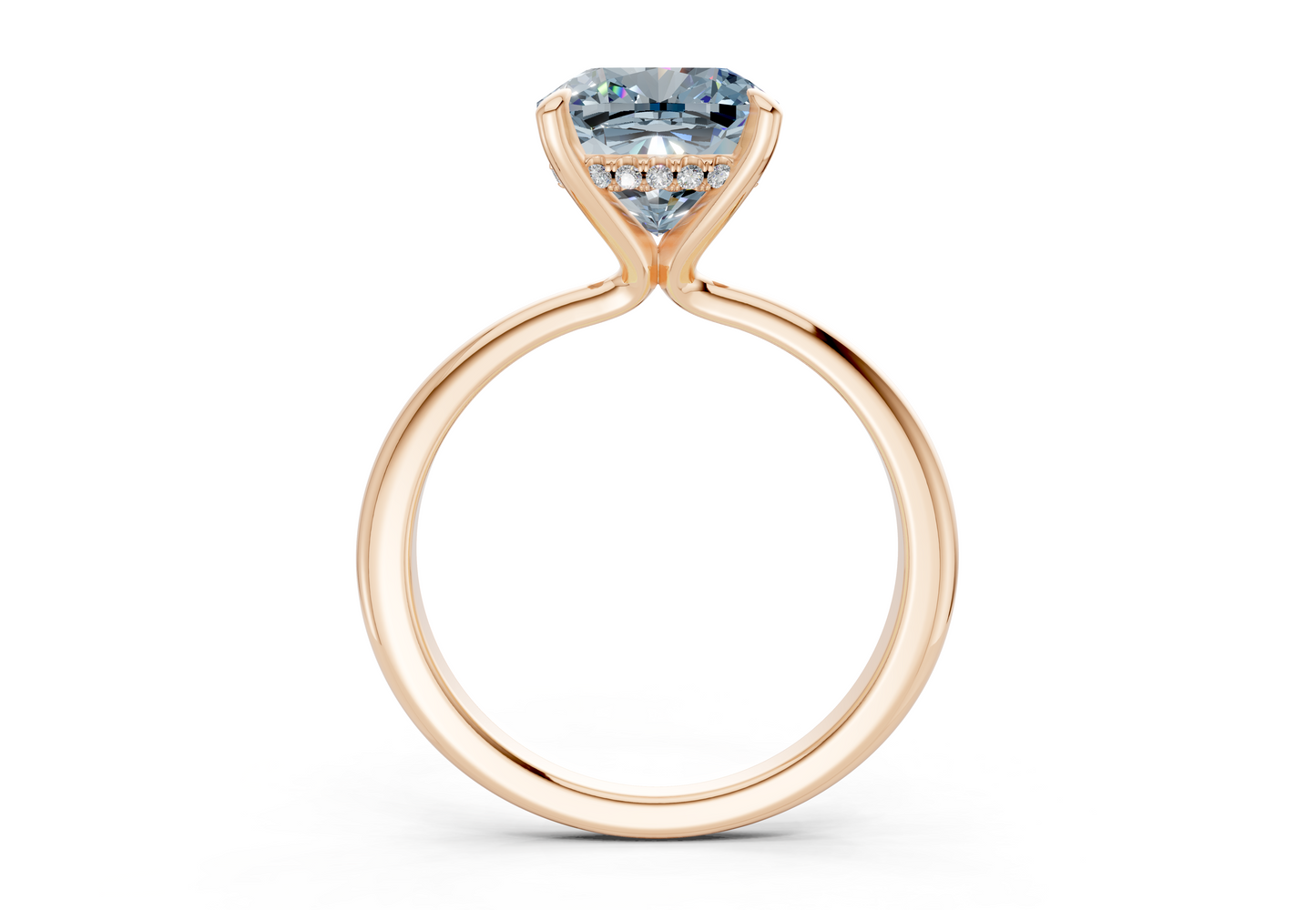 Marlowe Blue Diamond Solitaire Cushion Squareuare Cut 1.6mm Engagement Ring