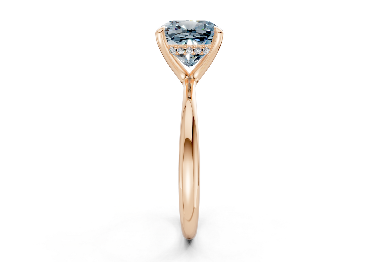 Marlowe Blue Diamond Solitaire Cushion Squareuare Cut 1.6mm Engagement Ring