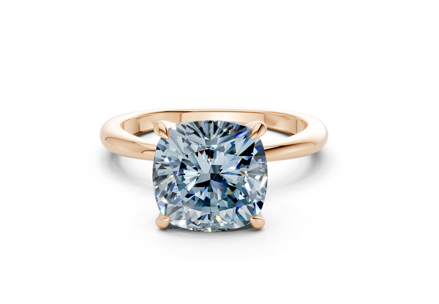Marlowe Blue Diamond Solitaire Cushion Squareuare Cut 1.6mm Engagement Ring
