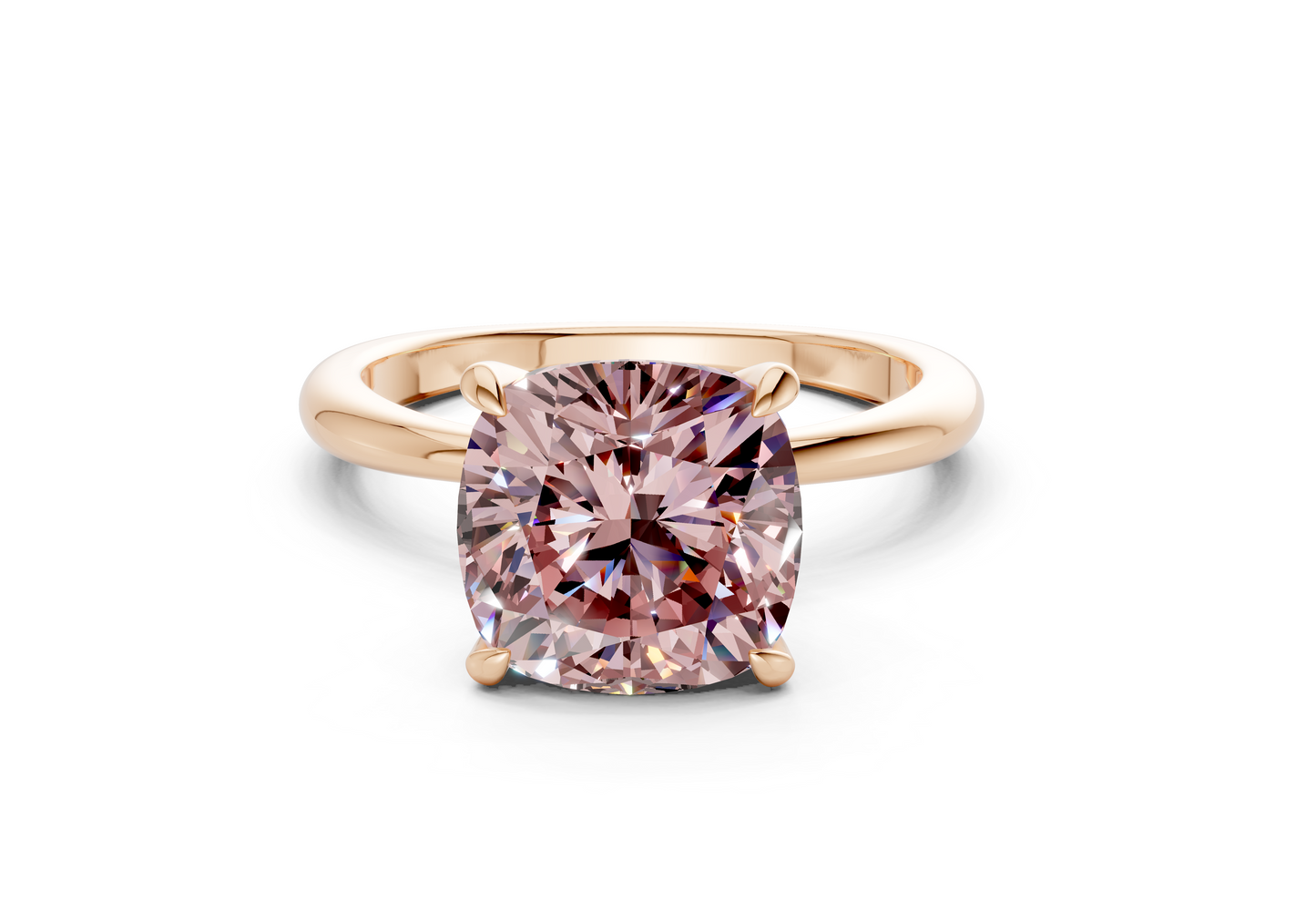 Marlowe Pink Diamond Solitaire Cushion Squareuare Cut 1.6mm Engagement Ring