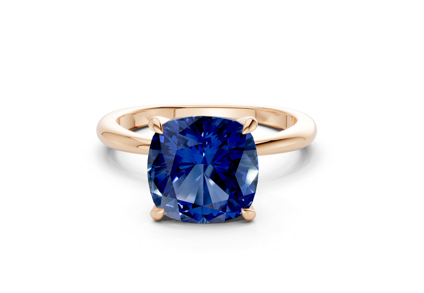 Marlowe Sapphire Gemstone Solitaire Cushion Squareuare Cut 1.6mm Engagement Ring