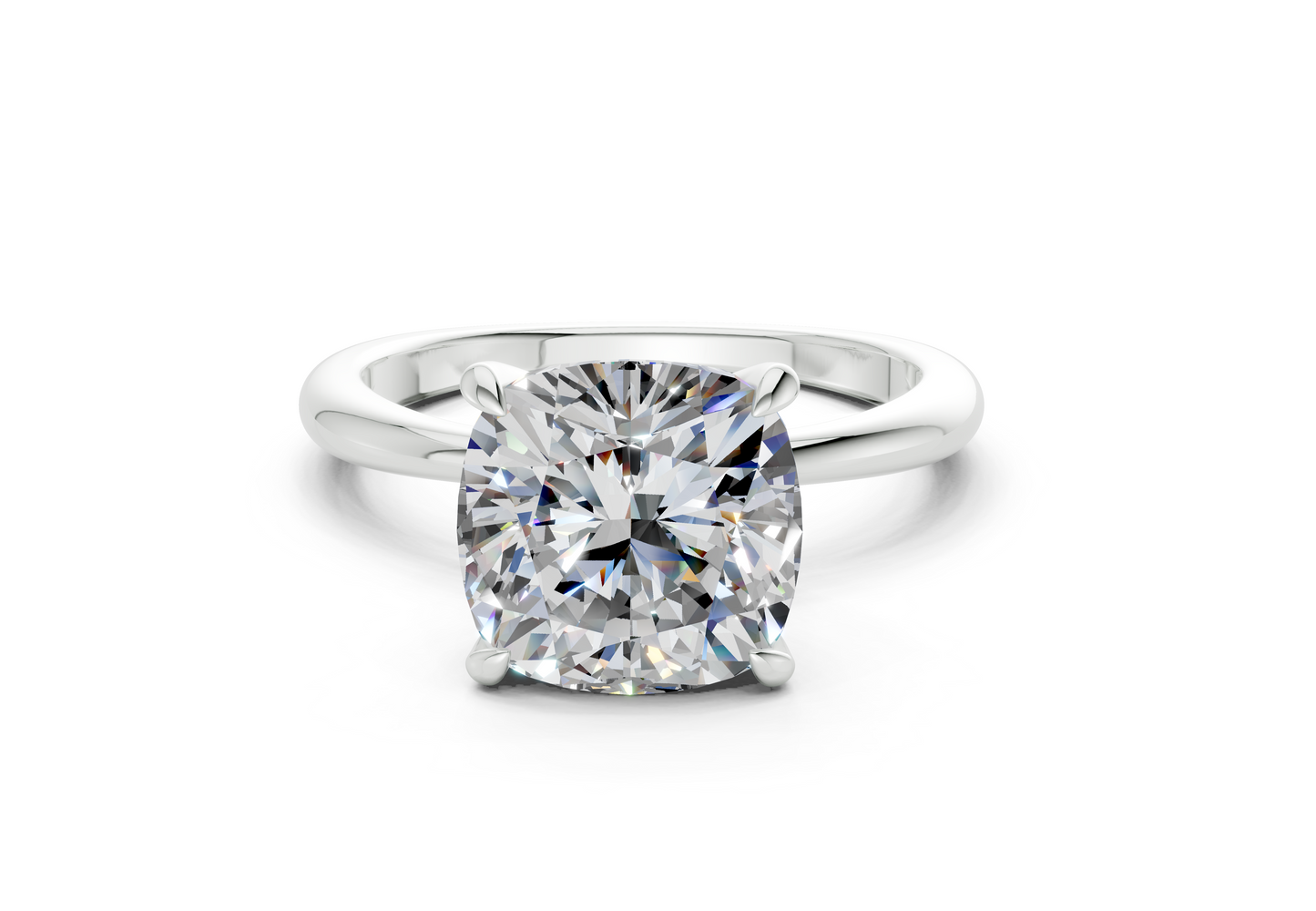 Marlowe Diamond Solitaire Cushion Squareuare Cut 1.6mm Engagement Ring