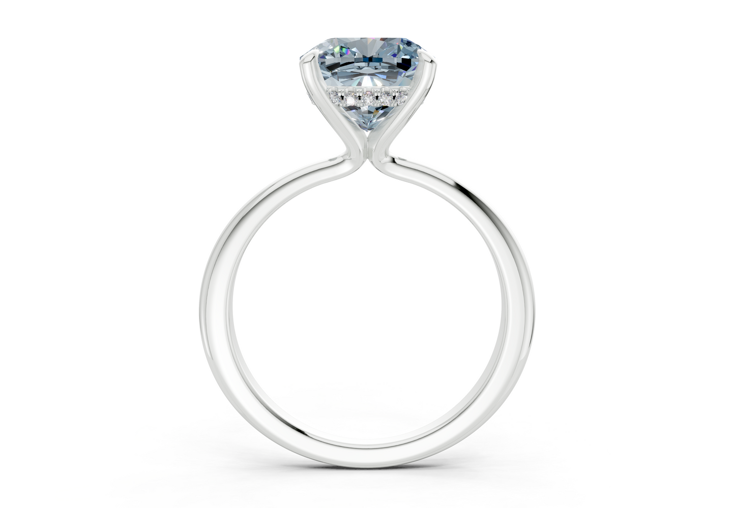 Marlowe Blue Diamond Solitaire Cushion Squareuare Cut 1.6mm Engagement Ring