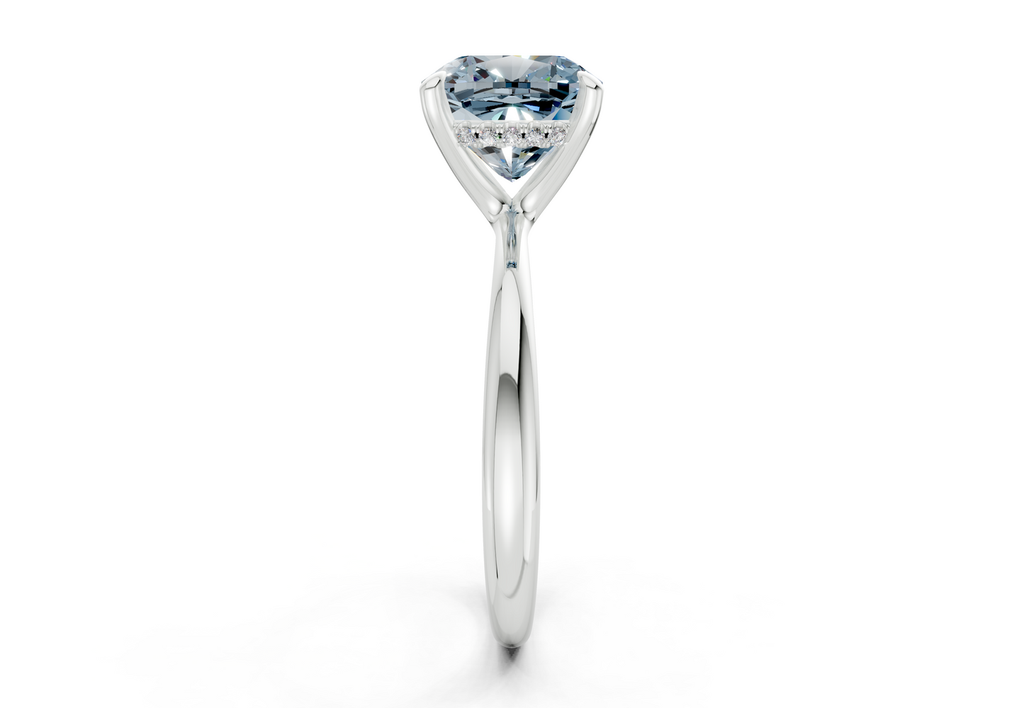 Marlowe Blue Diamond Solitaire Cushion Squareuare Cut 1.6mm Engagement Ring