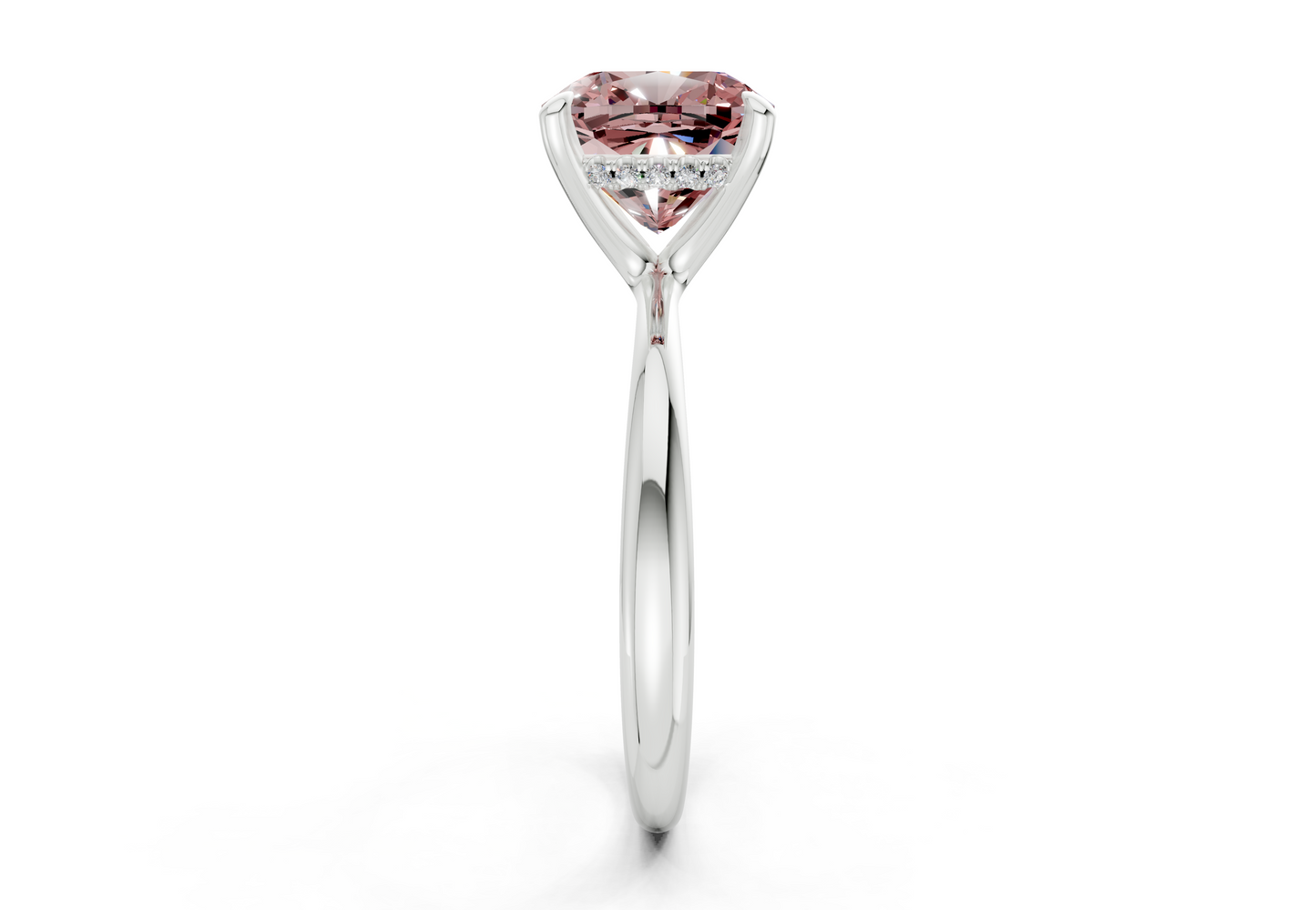 Marlowe Pink Diamond Solitaire Cushion Squareuare Cut 1.6mm Engagement Ring