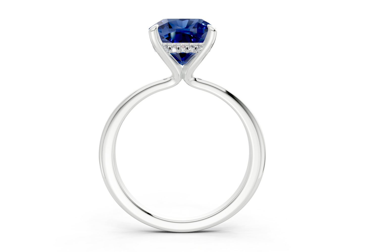 Marlowe Sapphire Gemstone Solitaire Cushion Squareuare Cut 1.6mm Engagement Ring