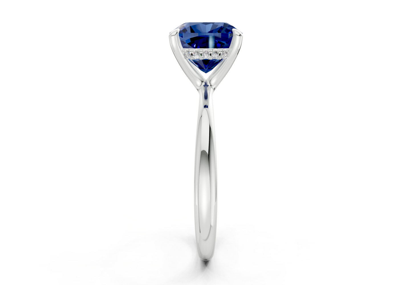 Marlowe Sapphire Gemstone Solitaire Cushion Squareuare Cut 1.6mm Engagement Ring