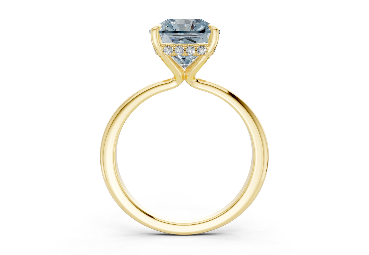 Marlowe Blue Diamond Solitaire Radiant Squareuare Cut 1.6mm Engagement Ring